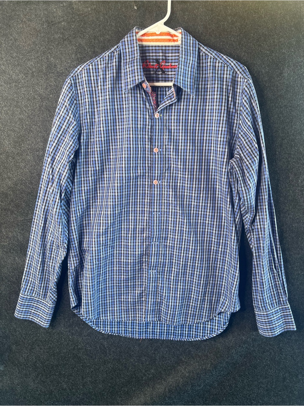 Robert Graham X Tailored Fit Blue Gingham‎ Flip Cuff Men’s Size M Button-Shirt